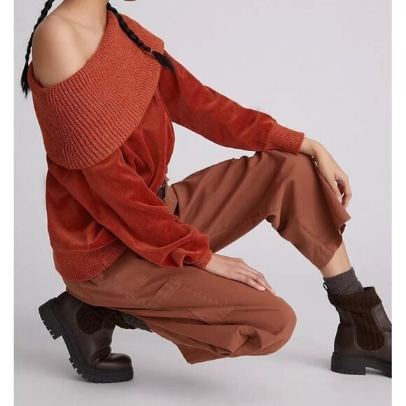 ANTHROPOLOGIE DAILY PRACTICE ONE-SHOULDER PULLOVER RUST Size: XS - Picture 4 of 5